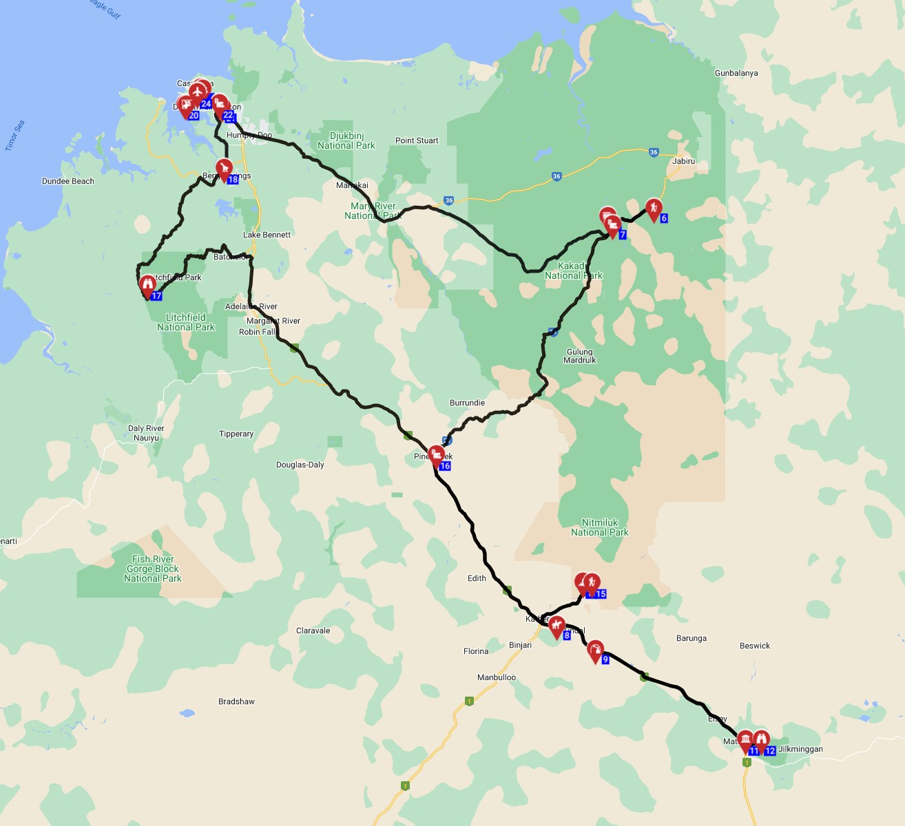 Map for Darwin Roundtrip